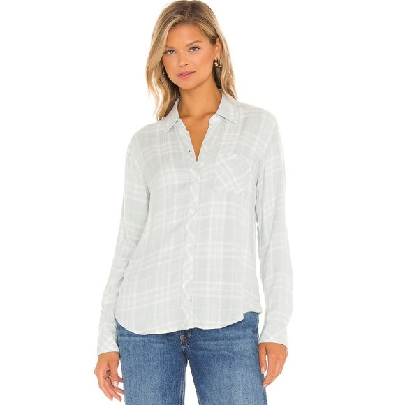 Rails Womens Hunter Top Seafoam Button Down Size XXS Casual Long Sleeve Plaid - Picture 11 of 11